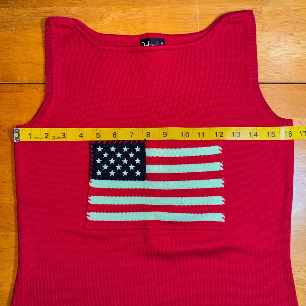 Rafaella Womens Red‎ American Flag Sleeveless Knit Sweater Top Americana Cotton - Picture 4 of 6